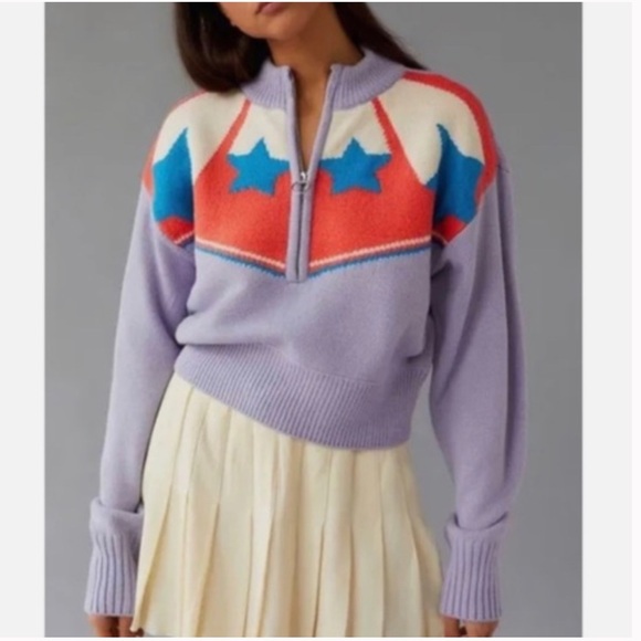 Urban Outfitters Sweaters - Urban Outfitters BDG Jesse Half-Zip Sweater Lavender Stars Women's Sweater